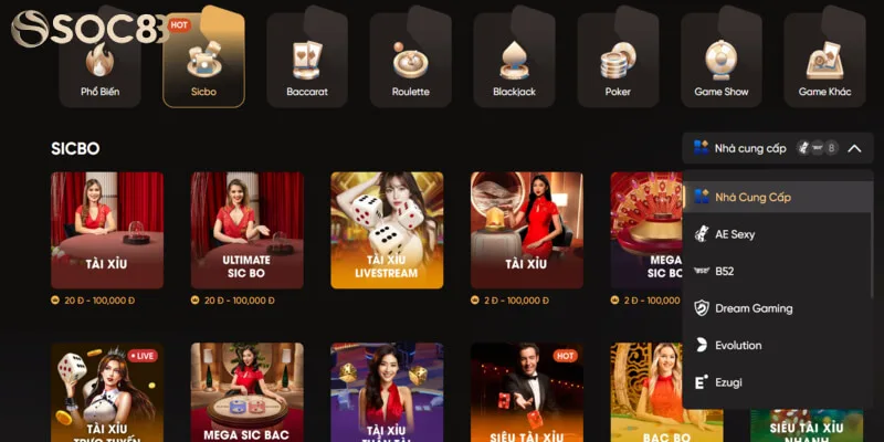 SOC88 hợp tác với những nhà cung cấp game Casino hàng đầu SOC88 hợp tác với những nhà cung cấp game Casino hàng đầu